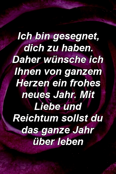 Ich bin gesegnet, dich zu haben. Daher wünsche ich Ihnen von ganzem Herzen ein frohes neues Jahr. Mit Liebe und Reichtum sollst du das ganze Jahr über leben