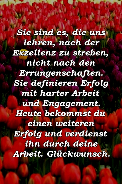 Sie sind es, die uns lehren, nach der Exzellenz zu streben, nicht nach den Errungenschaften. Sie definieren Erfolg mit harter Arbeit und Engagement. Heute bekommst du einen weiteren Erfolg und verdienst ihn durch deine Arbeit. Glückwunsch.